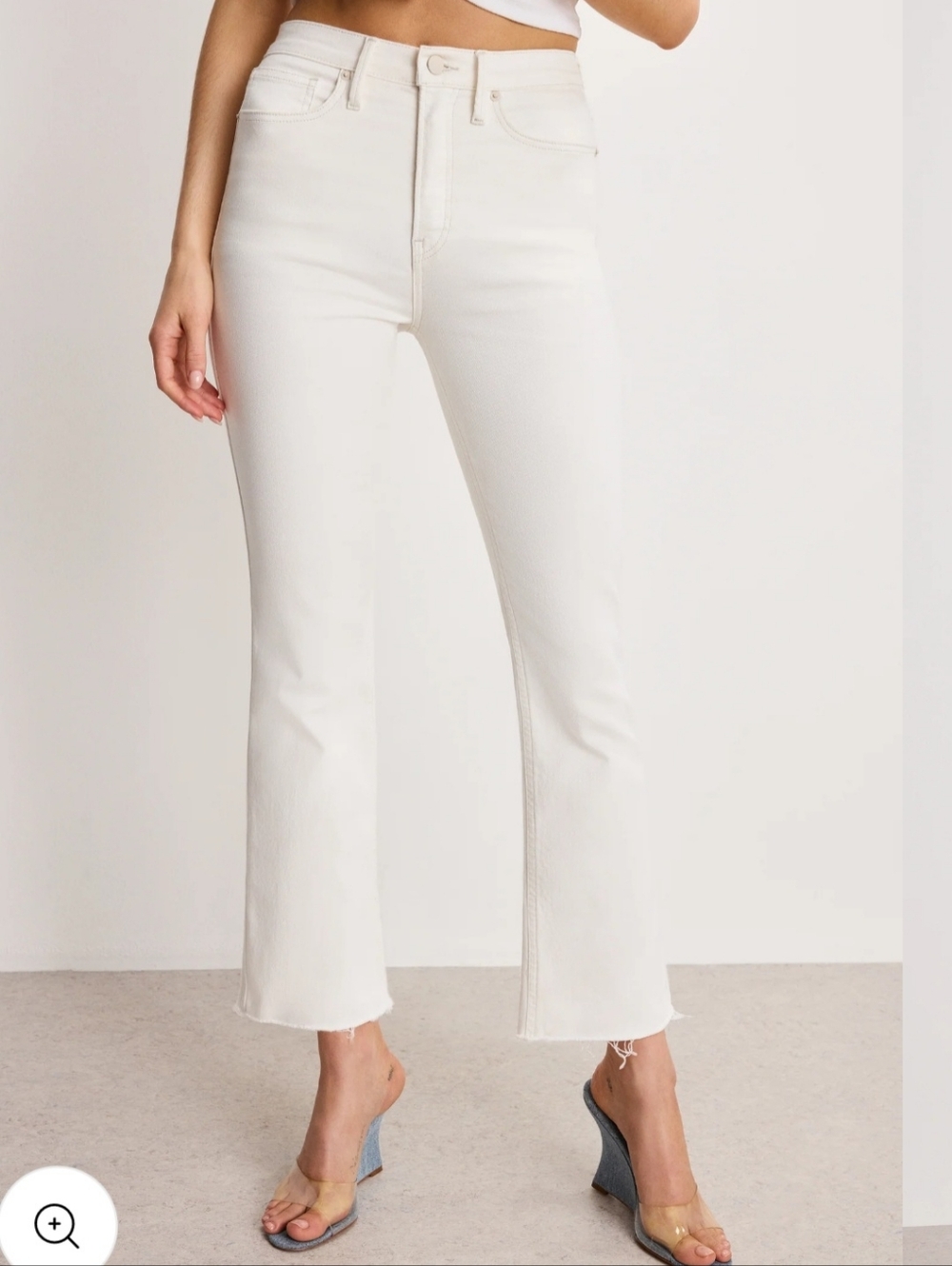 GOOD AMERICAN good standart Kick Flare High-rise slim Fit  27 1/2 inseam White